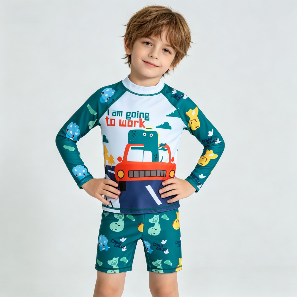 Rash Guard Long Sleeve - 2Pcs Kids Long Sleeve Swimwear Set
