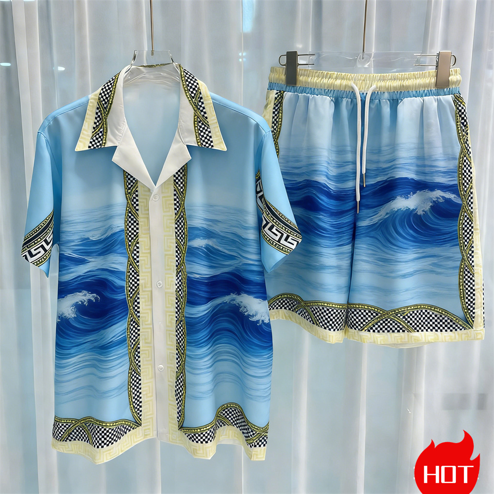 Summer Clothing Y2K - Summer Men's Shirt Sets Plants Pattern