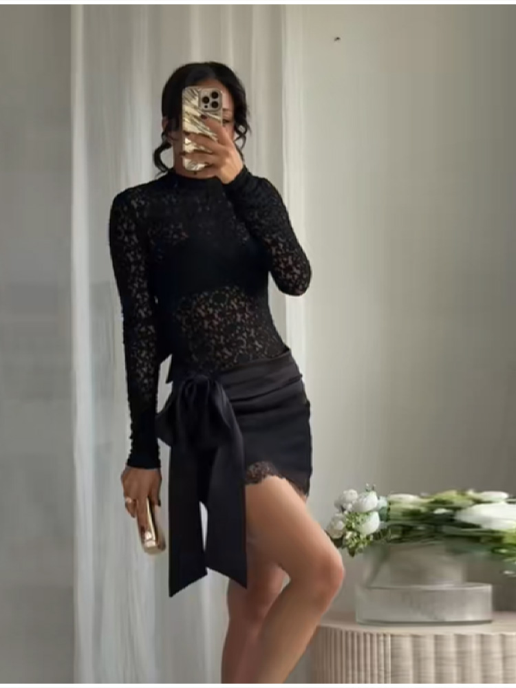 Fashion Black Lace Set Satin B - огляд і ціна Summer Vacation Clothing Women