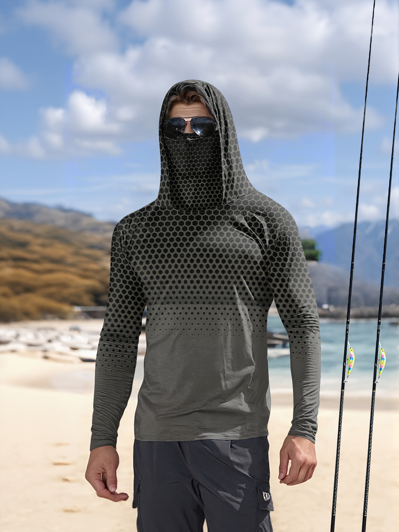 Men Hood Fishing Shirt long sl - огляд і ціна Summer Clothing Usa