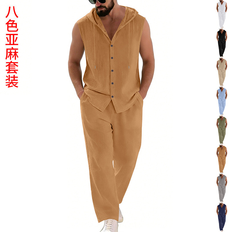 Men's Casual Linen Suit Hooded - огляд і ціна Summer Outdoor Clothing