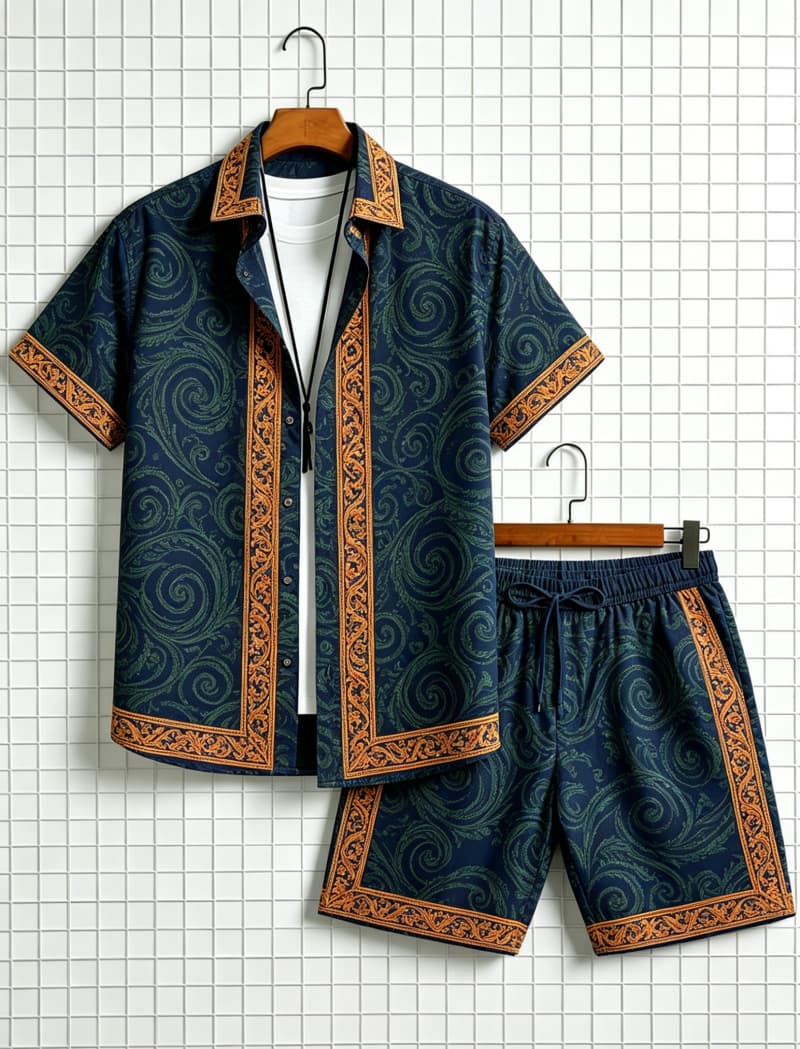 Men's ethnic border printed sh - огляд і ціна Summer Clothing Haul