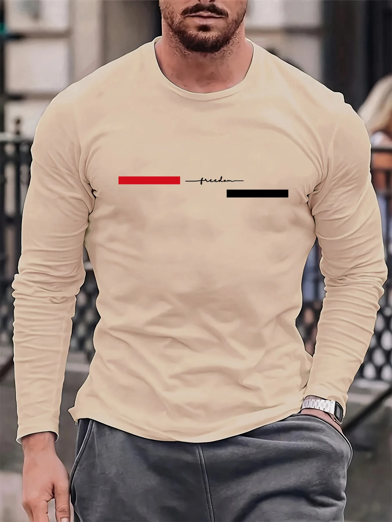 Red black Line men's long slee - огляд і ціна Summer Clothing Trend