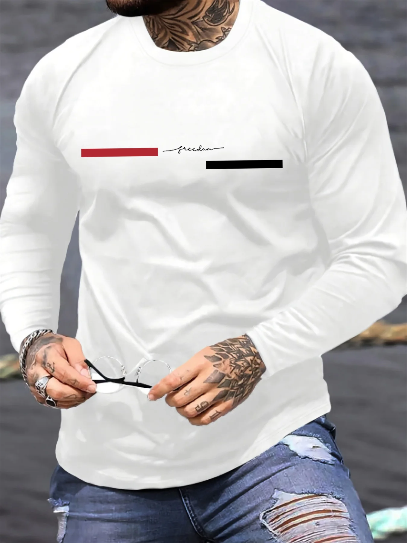 Red black Line men's long slee - огляд і ціна Summer Clothing Trend
