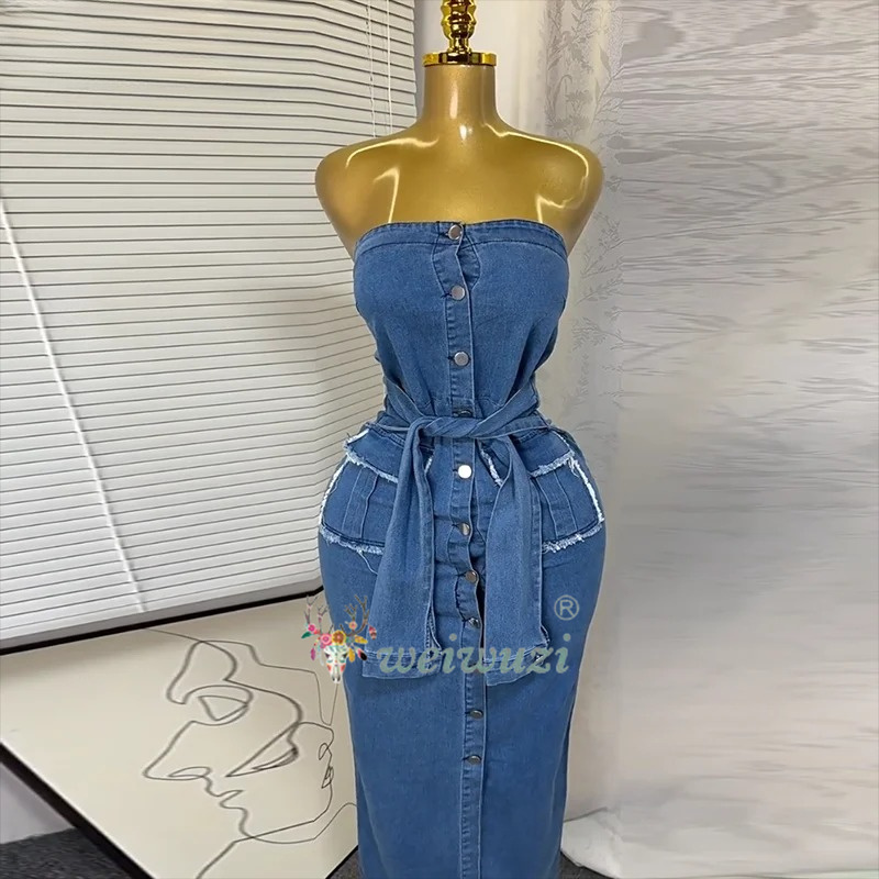 2026 Women Retro Strapless Den - огляд і ціна Summer Clothing Y2K