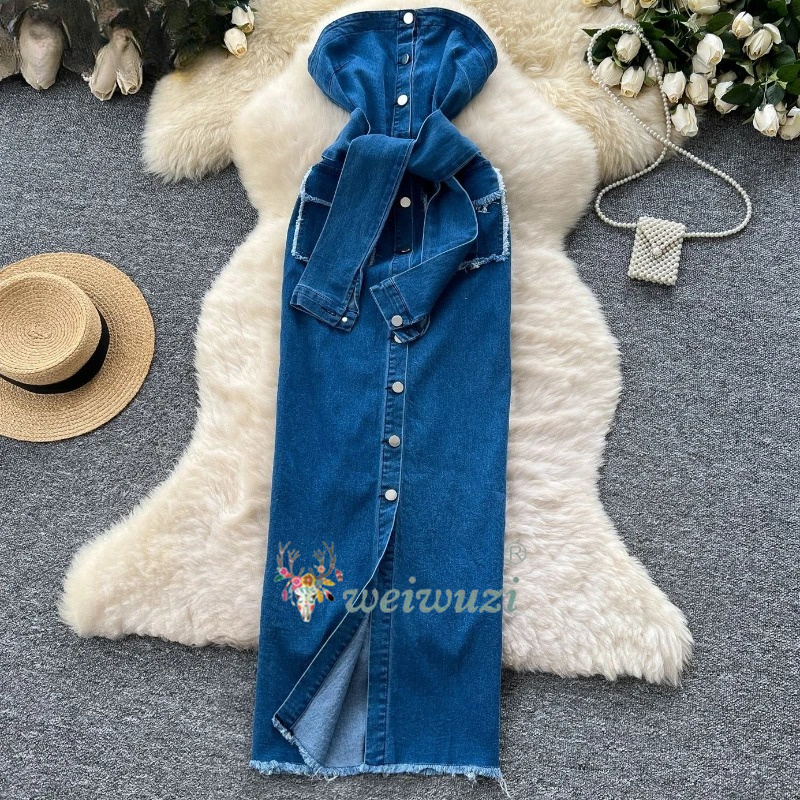 2026 Women Retro Strapless Den - огляд і ціна Summer Clothing Y2K