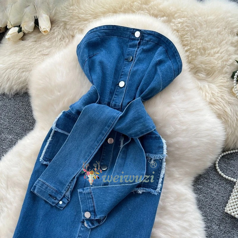 2026 Women Retro Strapless Den - огляд і ціна Summer Clothing Y2K