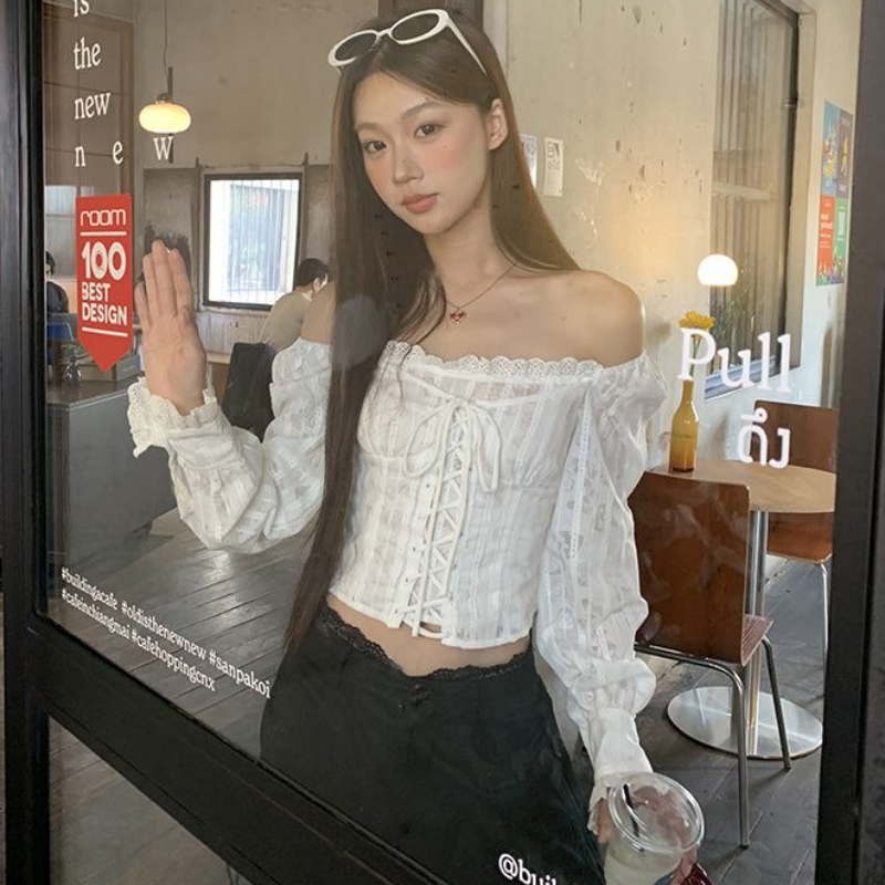 Deeptown White Lace Up Cropped - огляд і ціна Summer Clothing Aesthetic