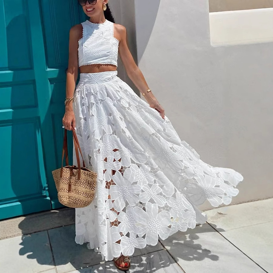 Women's White Floral Lace Embr - огляд і ціна Summer Vacation Clothing Women